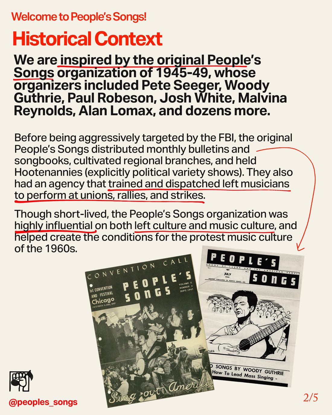People's Songs Instagram post, slide 2 of 5
