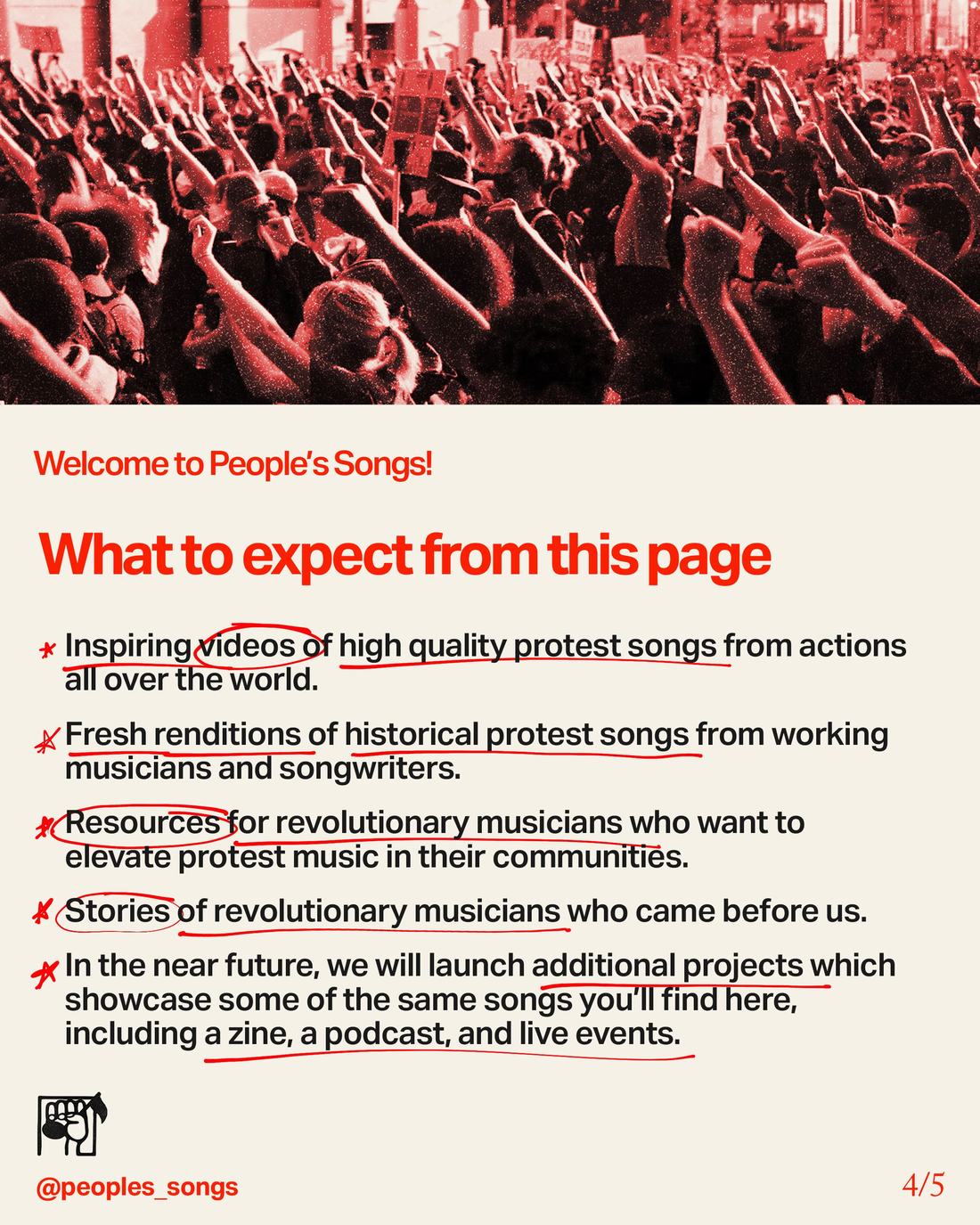 People's Songs Instagram post, slide 4 of 5